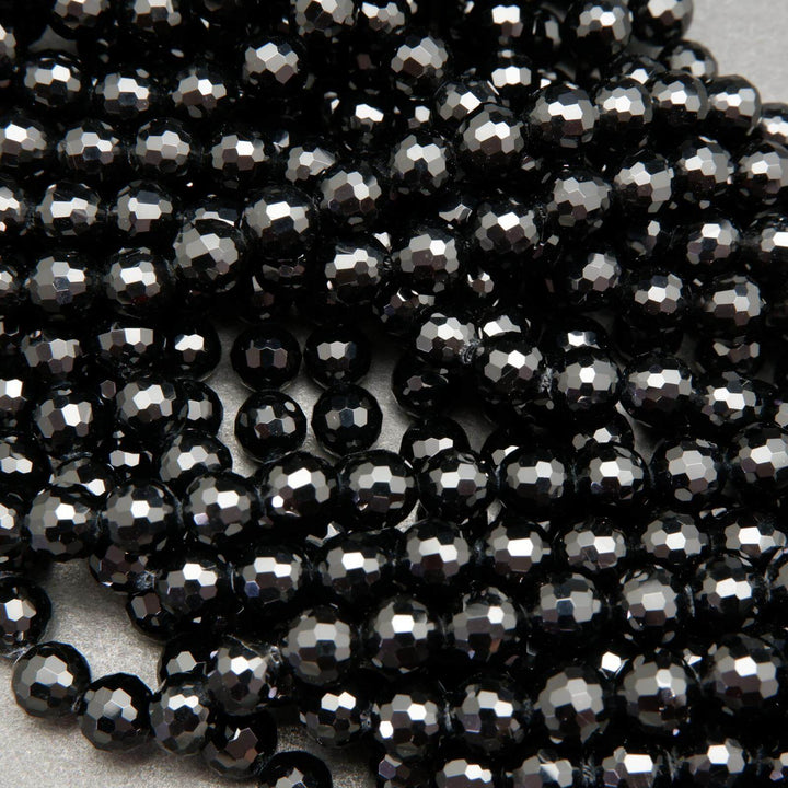 Sparkling black onyx beads.