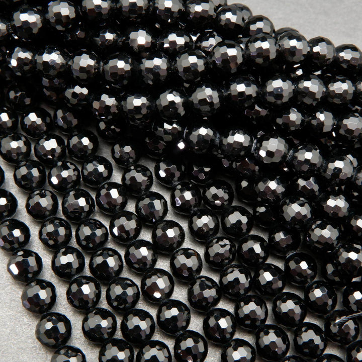 Sparkling black onyx beads.