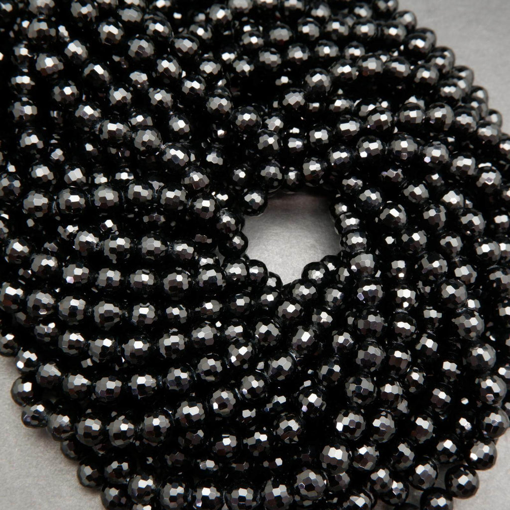 Sparkling black onyx beads.