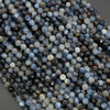 Natural blue kyanite gemstone beads showing mixed blue and gray tones