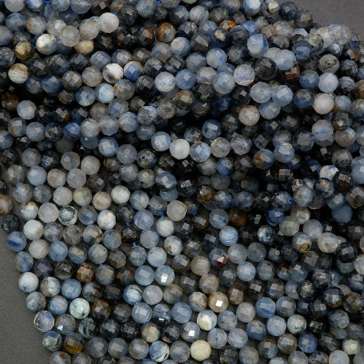Blue kyanite stone beads with subtle banding and matte-to-soft luster