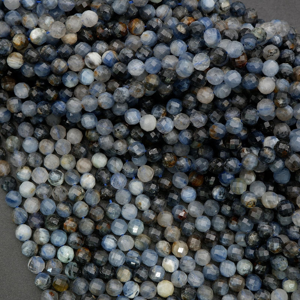 Blue kyanite stone beads with subtle banding and matte-to-soft luster