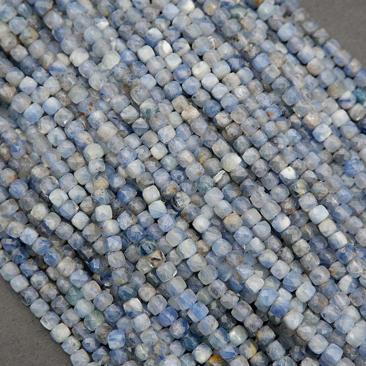 Natural kyanite gemstone beads in soft blue and gray tones
