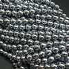 Faceted silver hematite beads.