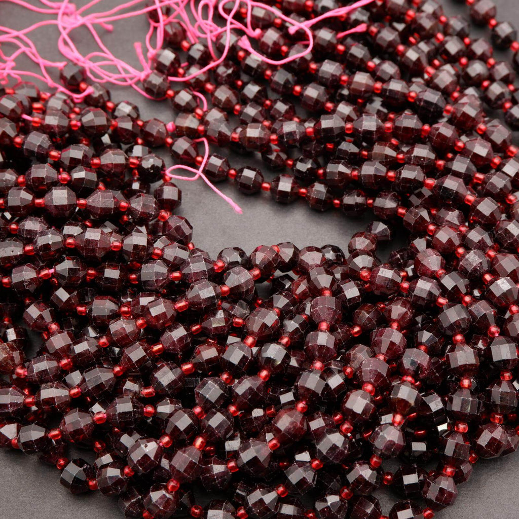 Red Garnet Faceted Prism Beads.