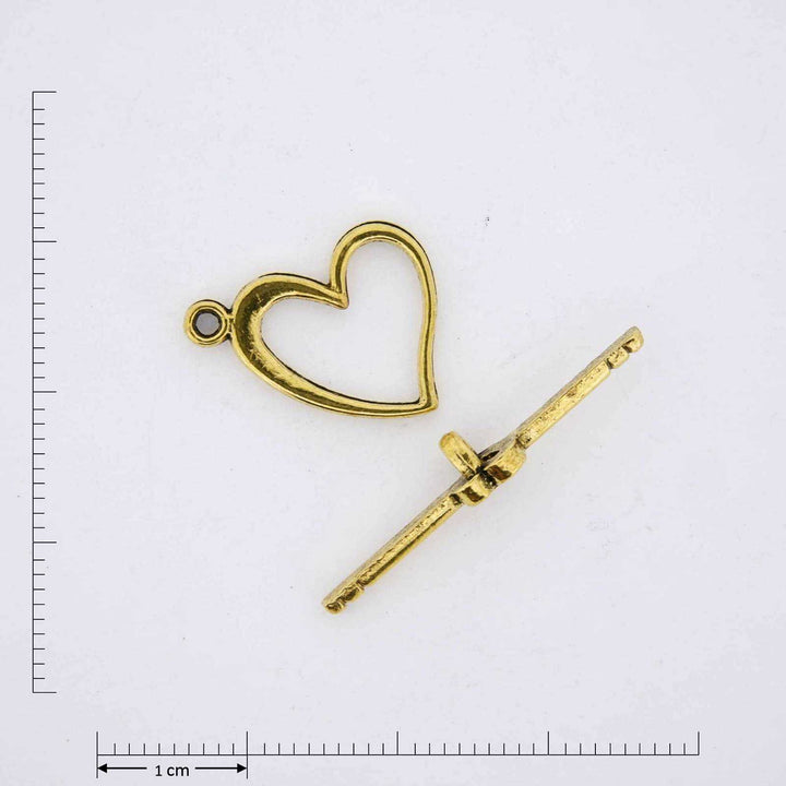 Gold heart toggle clasp.