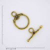 Gold jewelry findings toggle clasps.