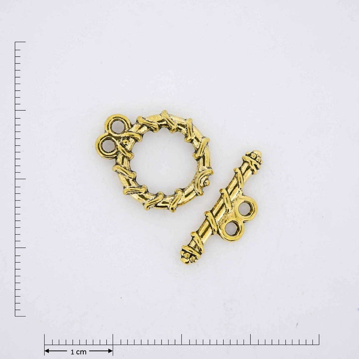 Double Eye Toggle Clasp · Antique Gold Plated Finding · 15 sets, Tejas Beads, Jewelry Findings