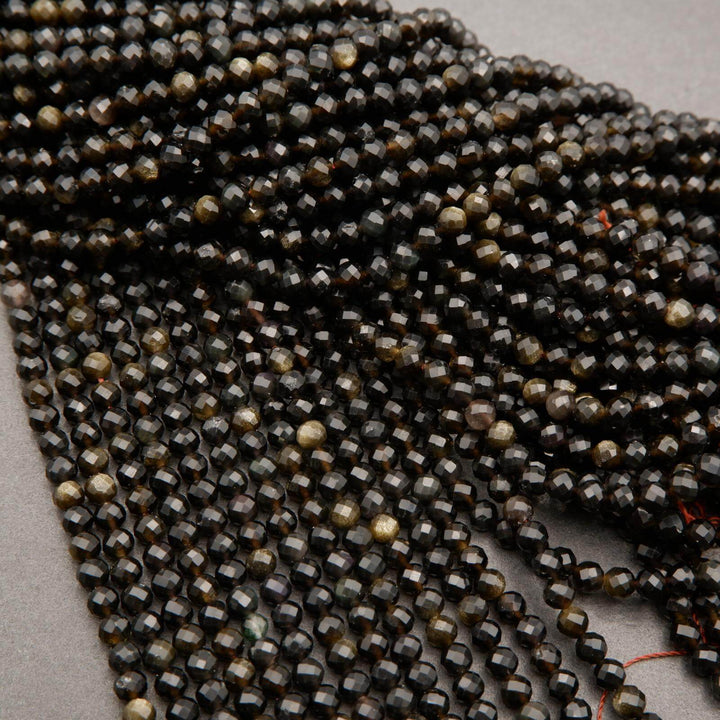 Golden Obsidian · Microfaceted · Round · 3mm, 4mm, Tejas Beads, Beads