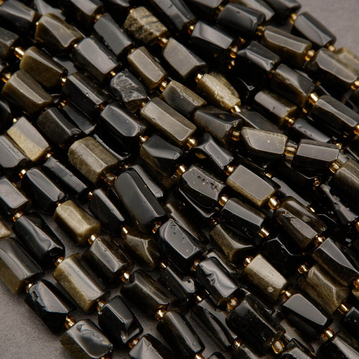 Golden Obsidian · Smooth · Freeform Tube · 8mm, Tejas Beads, Beads