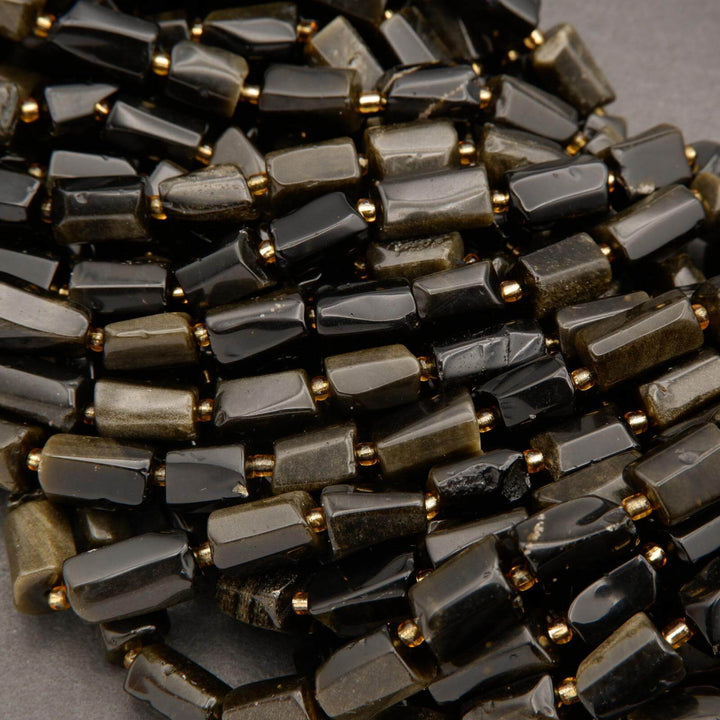 Golden Obsidian · Smooth · Freeform Tube · 8mm, Tejas Beads, Beads