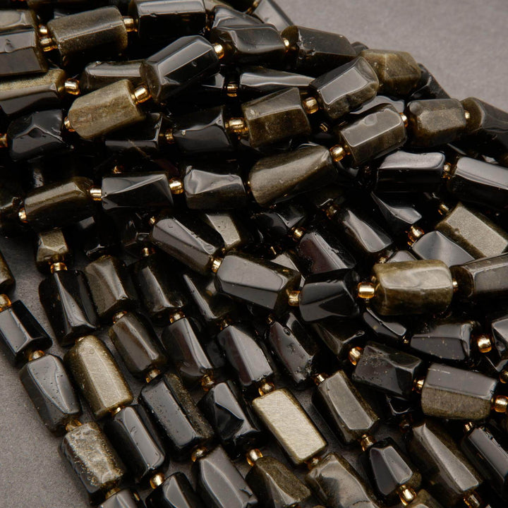 Golden Obsidian · Smooth · Freeform Tube · 8mm, Tejas Beads, Beads