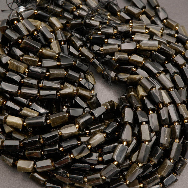 Golden Obsidian · Smooth · Freeform Tube · 8mm, Tejas Beads, Beads