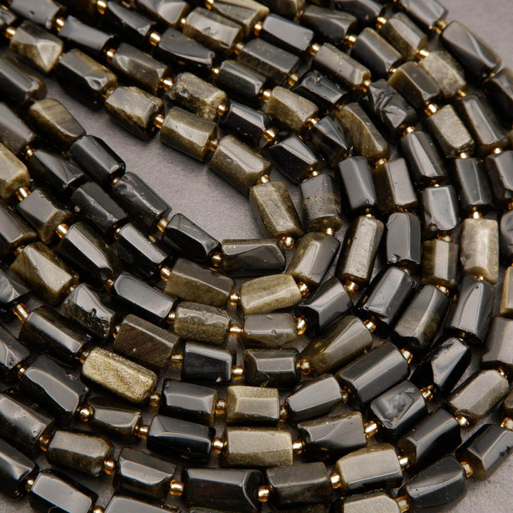 Golden Obsidian · Smooth · Freeform Tube · 8mm, Tejas Beads, Beads