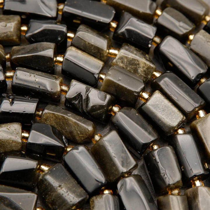 Golden Obsidian · Smooth · Freeform Tube · 8mm, Tejas Beads, Beads
