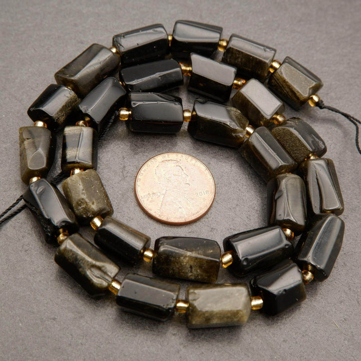 Golden Obsidian · Smooth · Freeform Tube · 8mm, Tejas Beads, Beads