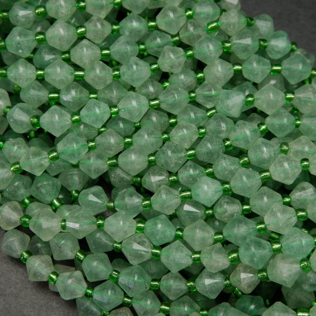 Green aventurine bicone shape beads.
