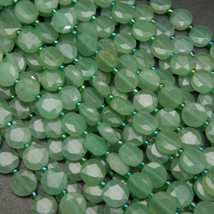 Green aventurine coin shape beads.