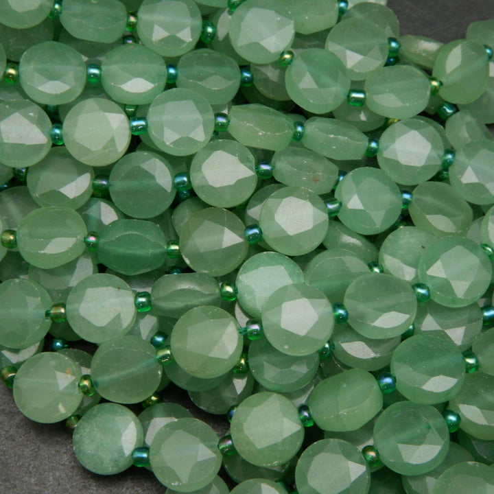 Green aventurine coin shape beads.