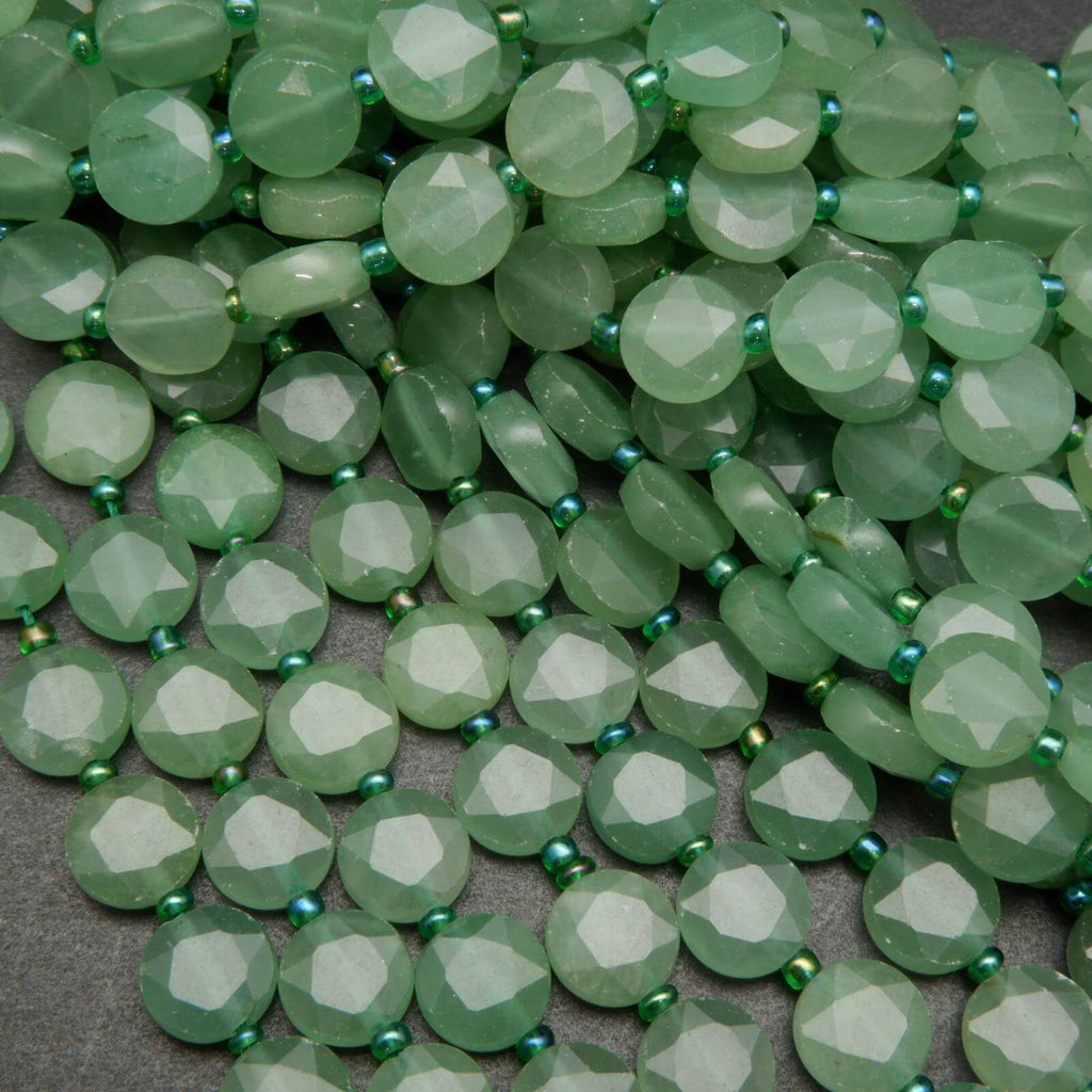 Green aventurine coin shape beads.