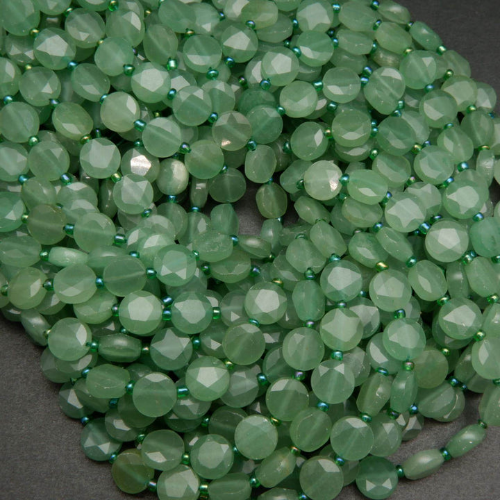 Green aventurine coin shape beads.