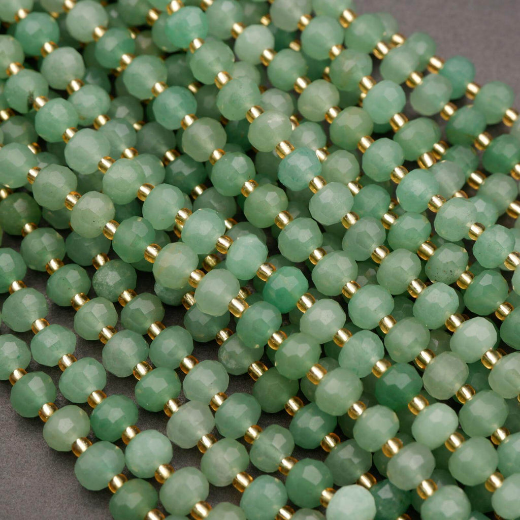 Green Aventurine · Faceted · Rondelle · 6x8mm, Tejas Beads, Beads