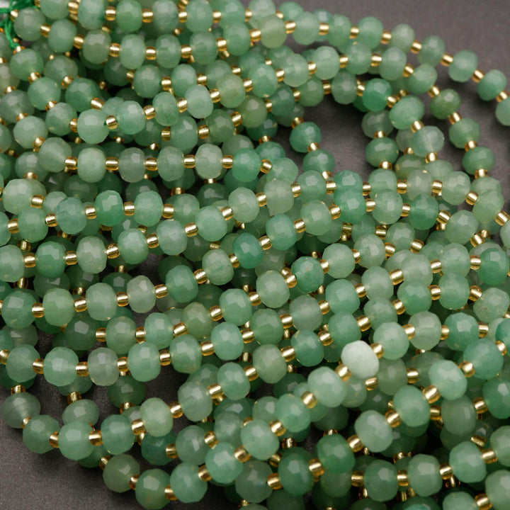 Green Aventurine · Faceted · Rondelle · 6x8mm, Tejas Beads, Beads