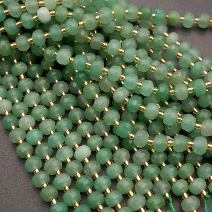 Green Aventurine · Faceted · Rondelle · 6x8mm, Tejas Beads, Beads