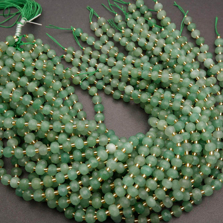 Green Aventurine · Faceted · Rondelle · 6x8mm, Tejas Beads, Beads