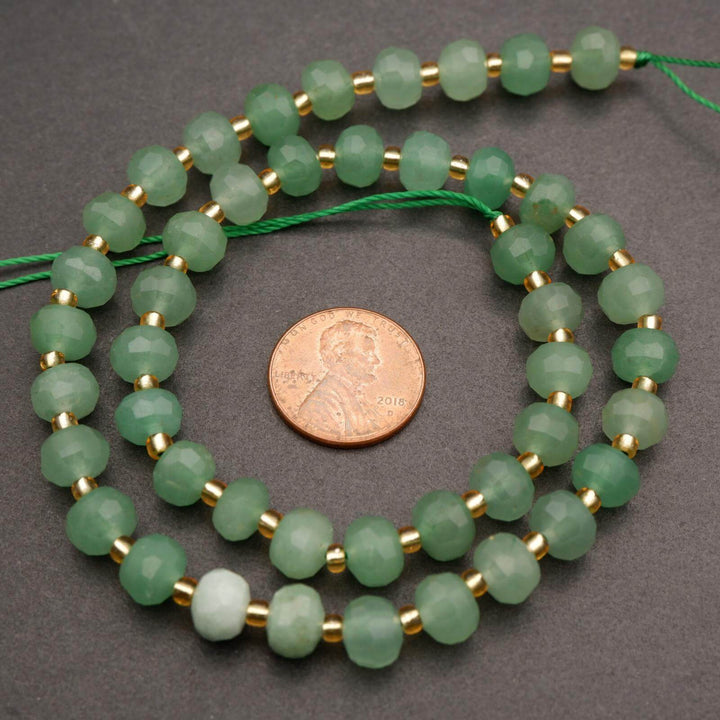 Green Aventurine · Faceted · Rondelle · 6x8mm, Tejas Beads, Beads