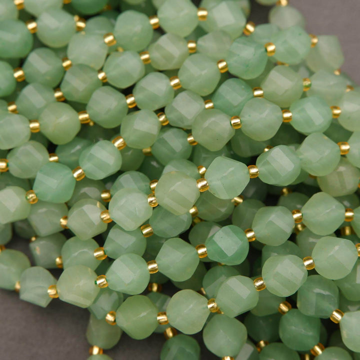 Green Aventurine · Faceted · Spiral Sphere · 10mm, Tejas Beads, Beads
