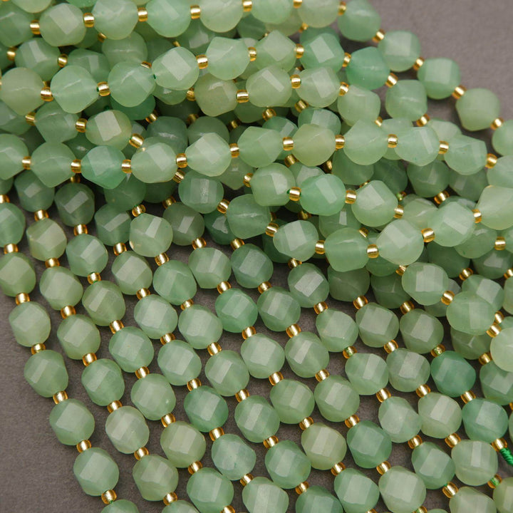 Green Aventurine · Faceted · Spiral Sphere · 10mm, Tejas Beads, Beads