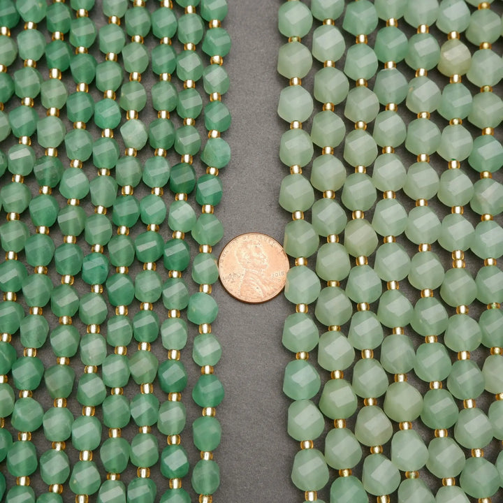 Green Aventurine · Faceted · Spiral Sphere · 8mm, 10mm, Tejas Beads, Beads