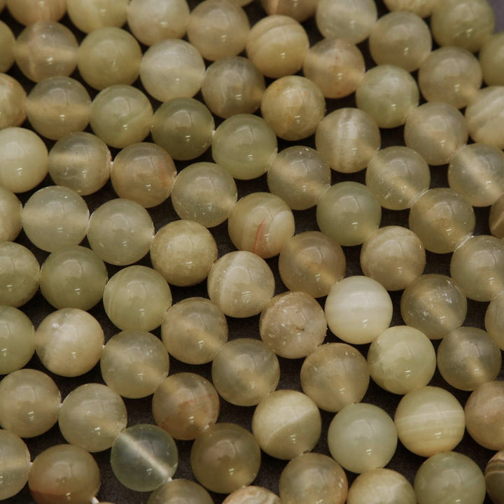 Close-up of light-colored pearls