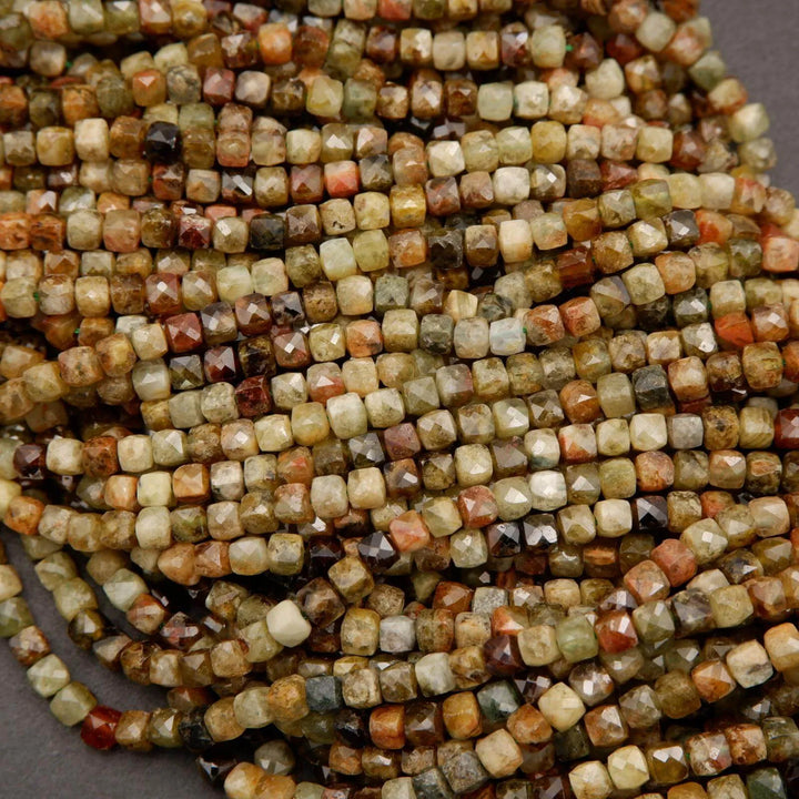 Green Garnet · Microfaceted · Cube · 4mm, Tejas Beads, Beads