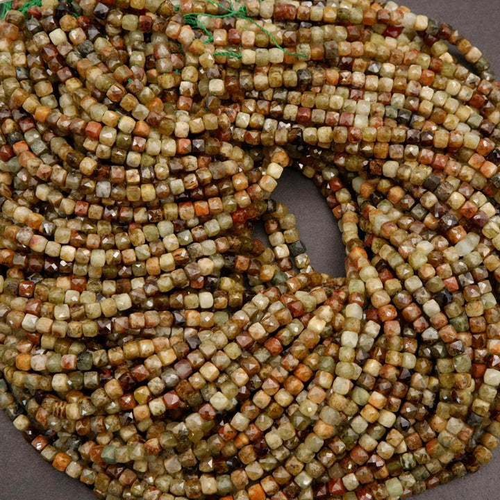 Green Garnet · Microfaceted · Cube · 4mm, Tejas Beads, Beads