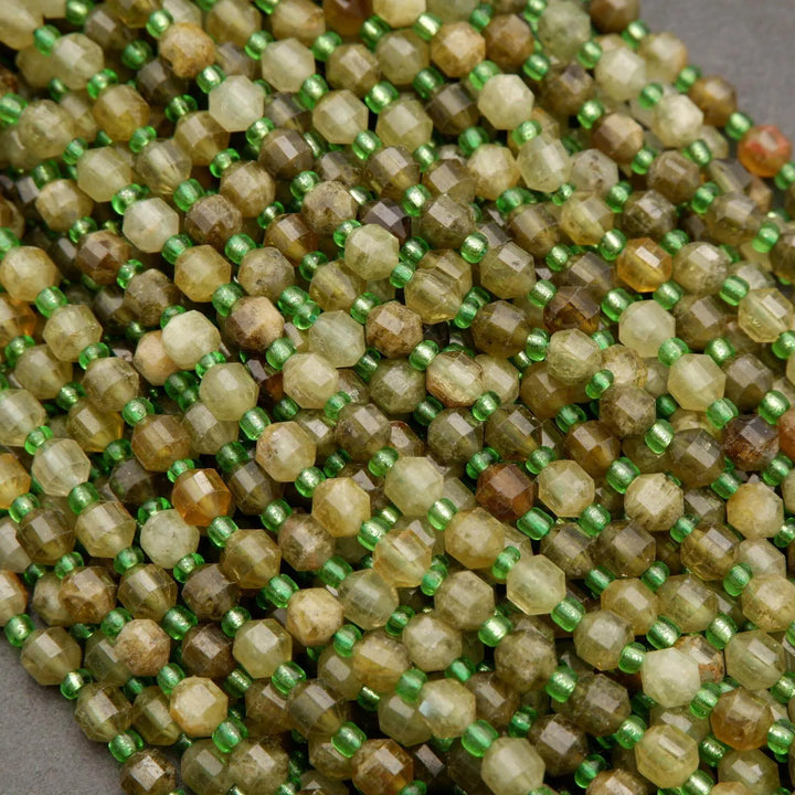 Green Garnet · Faceted · Prism · 5.5mm, 6mm, Tejas Beads, Beads