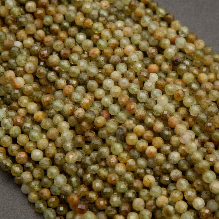 Green Garnet · Microfaceted · Round · 2mm, 3mm, 4mm, Tejas Beads, Beads