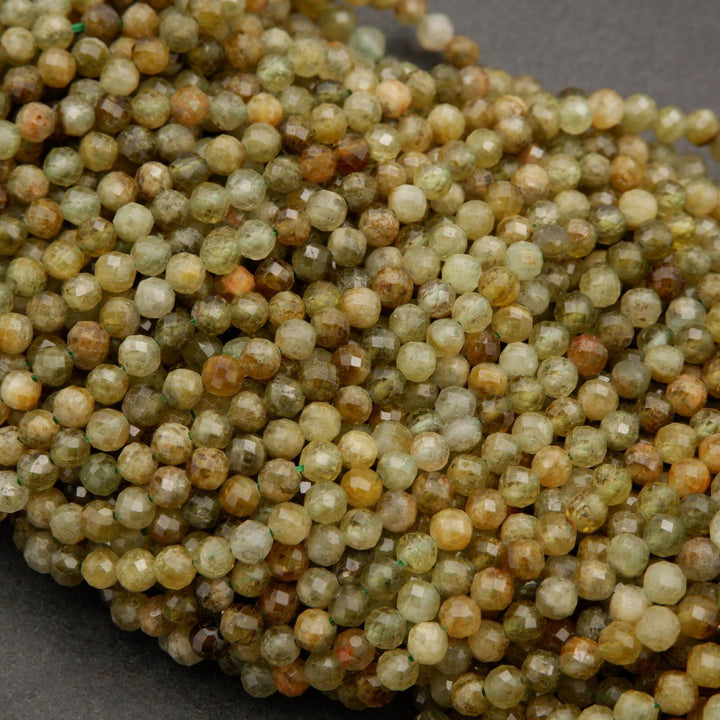 Green Garnet · Microfaceted · Round · 2mm, 3mm, 4mm, Tejas Beads, Beads