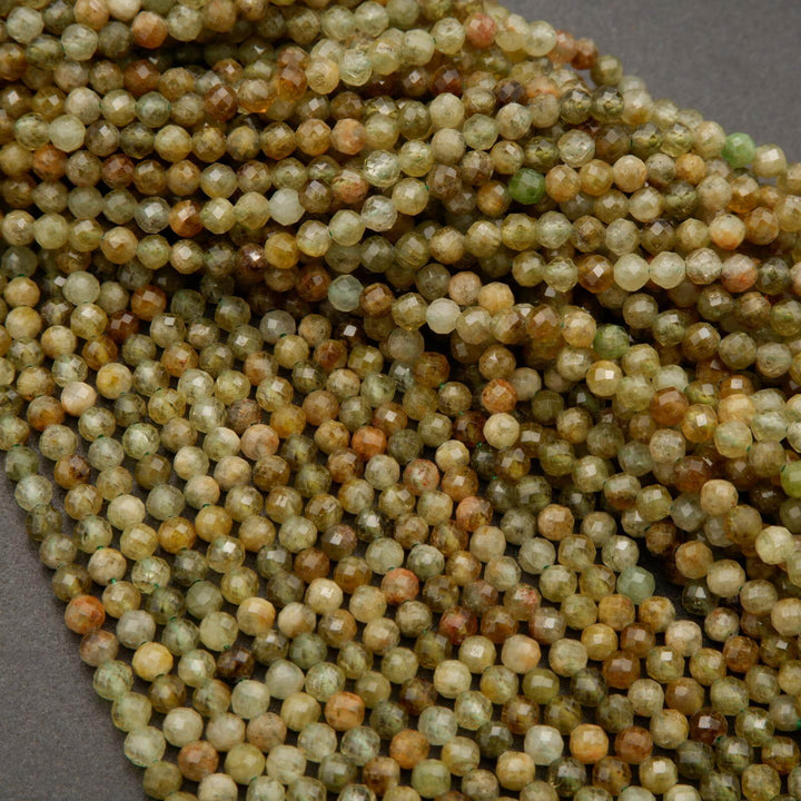 Green Garnet · Microfaceted · Round · 2mm, 3mm, 4mm, Tejas Beads, Beads
