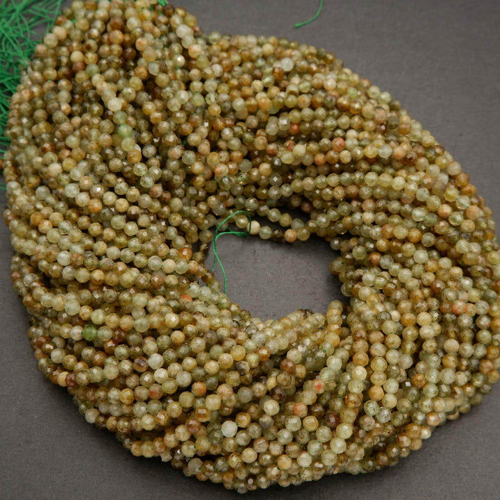Green Garnet · Microfaceted · Round · 2mm, 3mm, 4mm, Tejas Beads, Beads