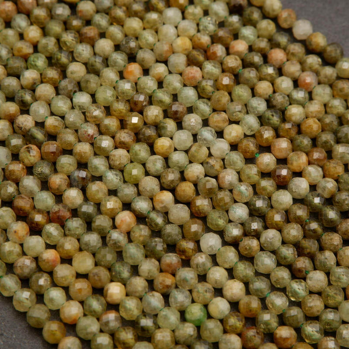 Green Garnet · Microfaceted · Round · 2mm, 3mm, 4mm, Tejas Beads, Beads