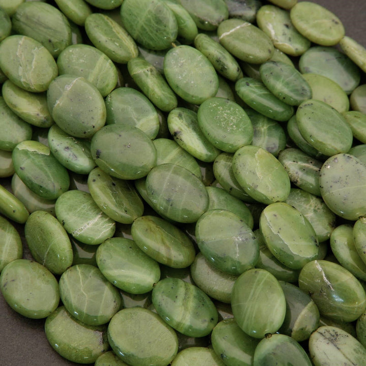 Canadian Green Jade · Smooth · Oval · 12x16mm, Tejas Beads, Beads