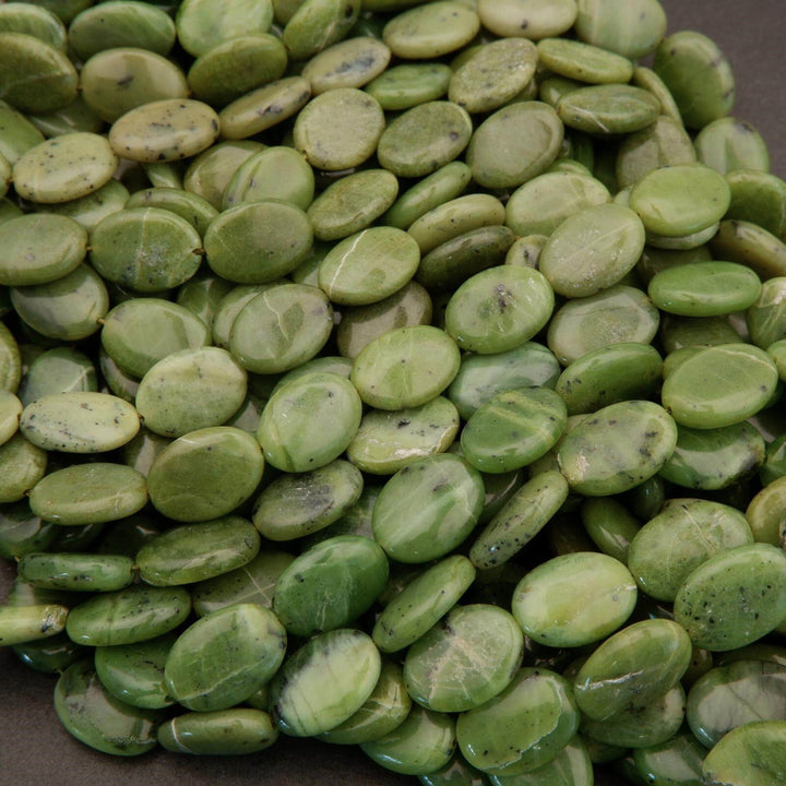 Canadian Green Jade · Smooth · Oval · 12x16mm, Tejas Beads, Beads