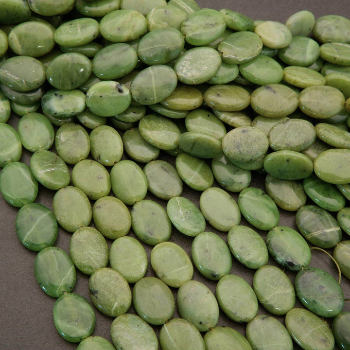 Canadian Green Jade · Smooth · Oval · 12x16mm, Tejas Beads, Beads