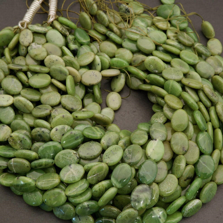Canadian Green Jade · Smooth · Oval · 12x16mm, Tejas Beads, Beads