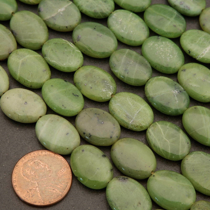 Canadian Green Jade · Smooth · Oval · 12x16mm, Tejas Beads, Beads
