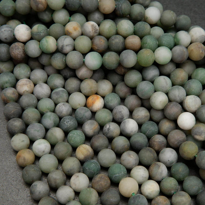 Matte finish green jade beads.