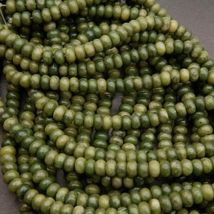 Olivine Jade · Smooth · Rondelle · 5x8mm, Tejas Beads, Beads