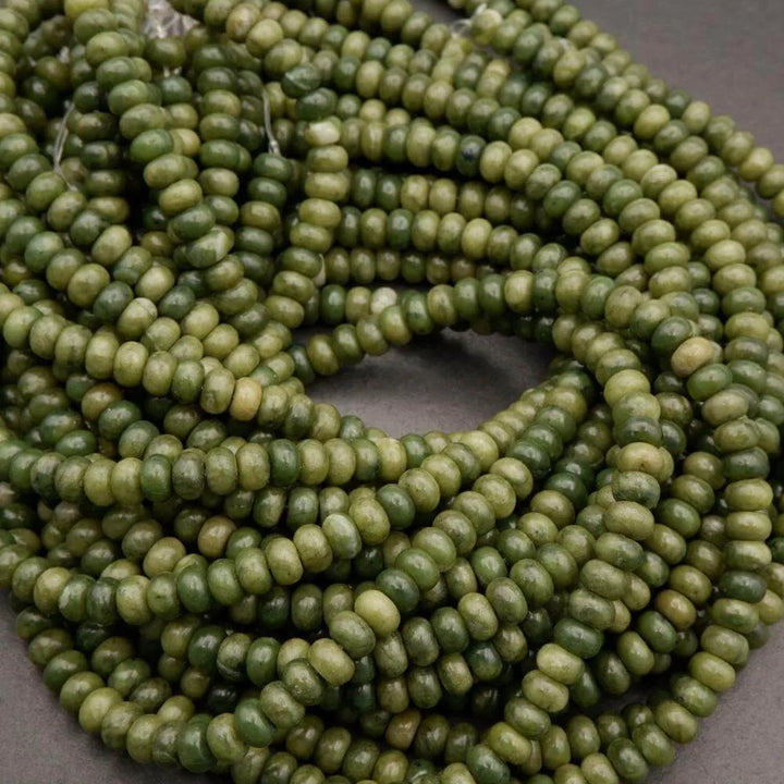 Olivine Jade · Smooth · Rondelle · 5x8mm, Tejas Beads, Beads